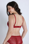 Zivame Dreamcatcher Padded Regular Wired 3/4th Coverage Lace Bra - Red Dahlia — thumbnail 4